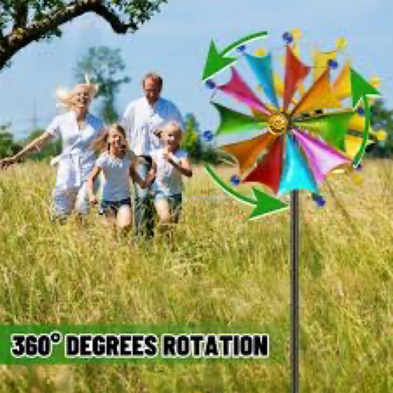 FaloStwer Large Wind Spinners Outdoor Metal - Colorful Weather-Resistant Garden Sculptures, Vibrant 