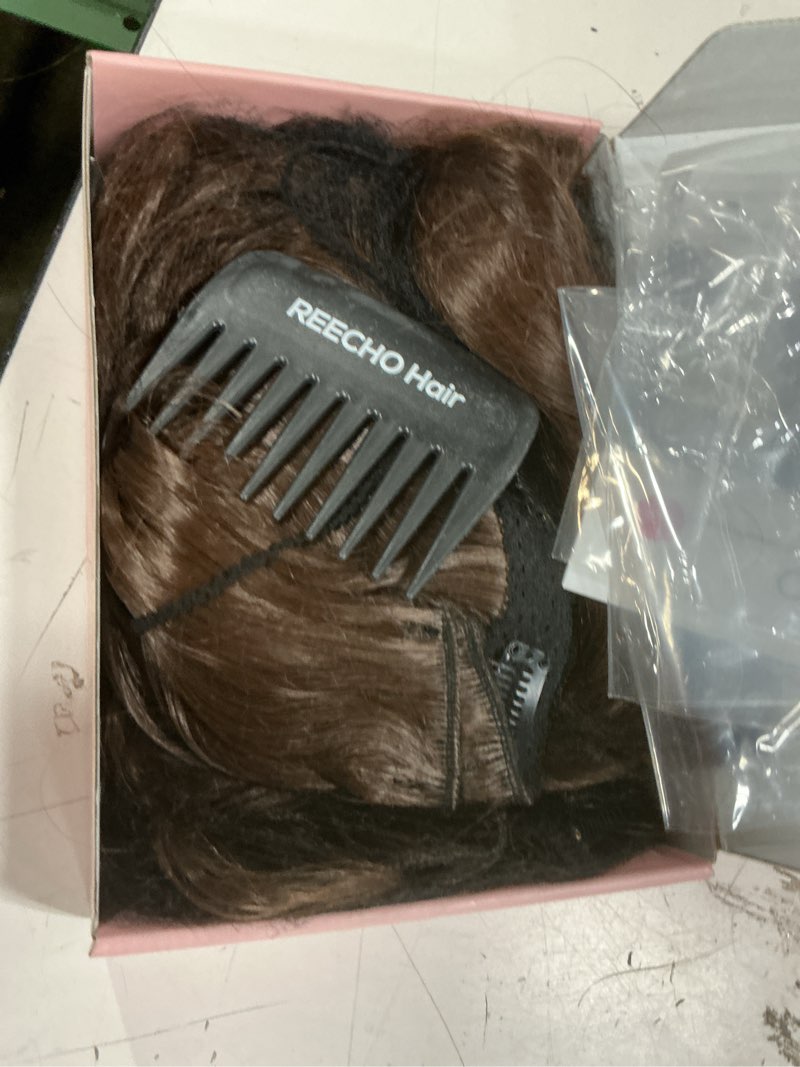Condition photo showing New/Like New for hair extensions, reecho 9pcs clip in hair extensions 24" thick long mini mermaid wave luxurious lightweight japanese technology hyouitsu fiber invisible soft lace weft - he009 dark chocolate brown