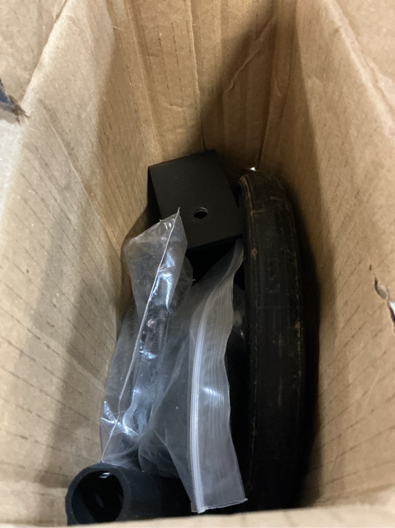 Condition photo showing As Is for string trimmer wheel attachment, 20" adjustable height string trimmer support wheel w 0.98-1.34" shaft tube for gas string electric brushcutter, 8" widen lawn roller