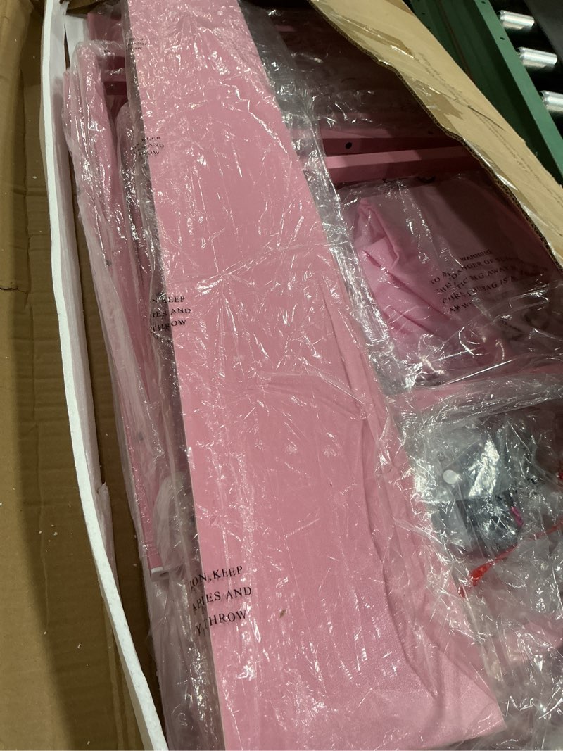 Condition photo showing Good Condition for boluo kids desk and chair set for 6-12 year old, children study desk with hutch and storage shelf, student writing table with fabric drawer for girls pink