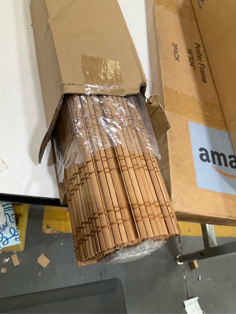 Condition photo showing Good Condition for lazblinds no tools no drill cordless bamboo roman shades, light filtering window treatment, roll up bamboo blinds for windows 22.5'' w x 48'' h, ceylon light russet light filtering-ceylon light russet 22.5" w x 48" h