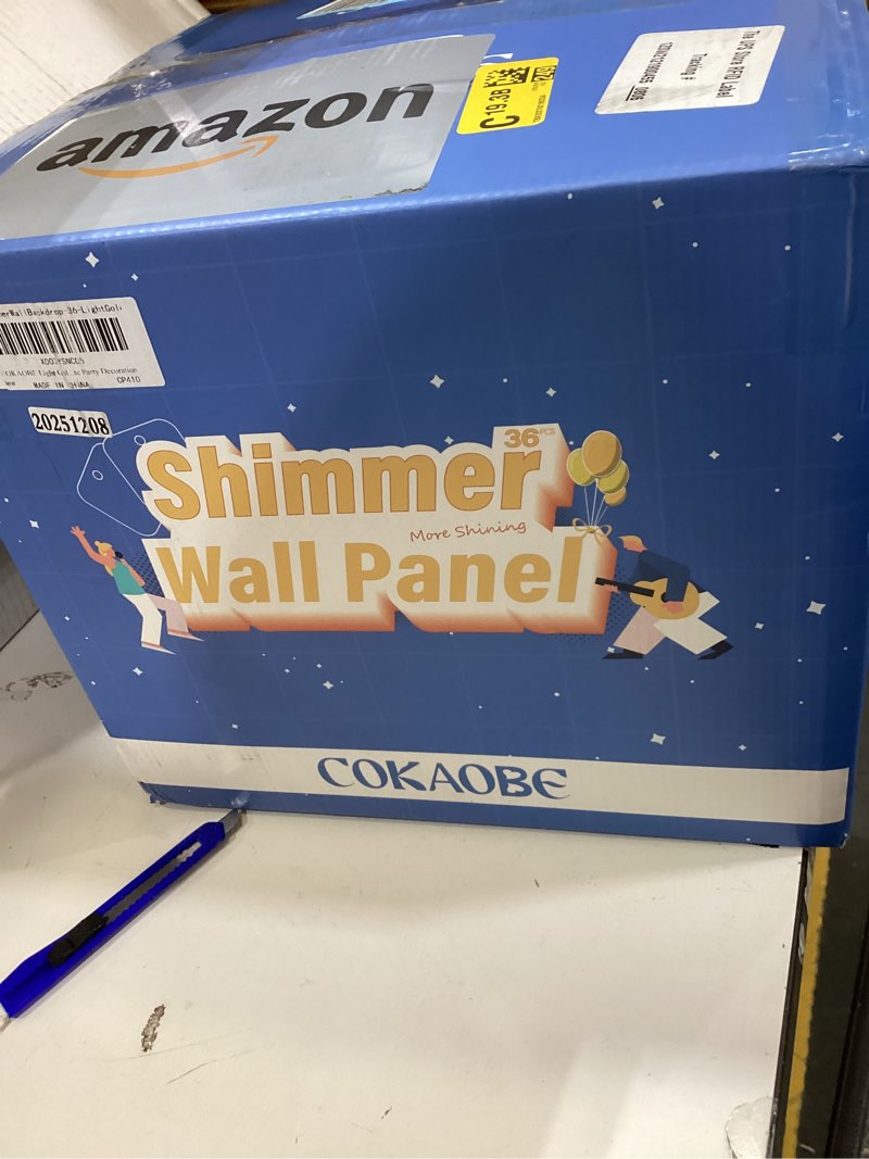 Condition photo showing Good Condition for COKAOBE Light Gold Shimmer Wall Backdrop, 36 Pcs Square Sequin Shimmer Backdrop Panel, Photo Backdrops for Birthday, Anniversary, Wedding, Graduation & Bachelorette Party Decoration 36PCS Light Gold