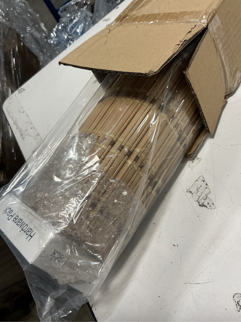 Condition photo showing Good Condition for Cordless Bamboo Roman Shades, Light Filtering Bamboo Shades Blinds Window Treatment Roll Up Blind for Windows, 20" W x 64" H, Natural Natural 20"W x 64"H