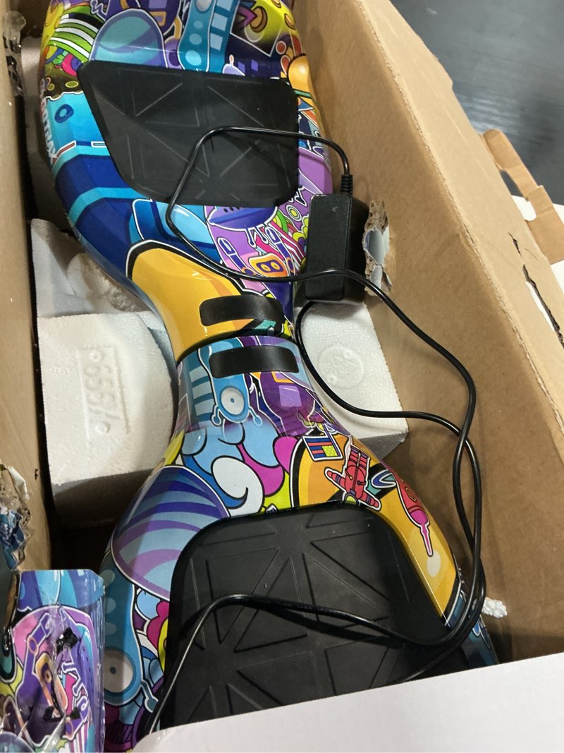 Condition photo showing As Is for gotrax edge hoverboard for kids adults, 6.5" tires 6.2mph & 2.5 miles self balancing scooter, galaxy