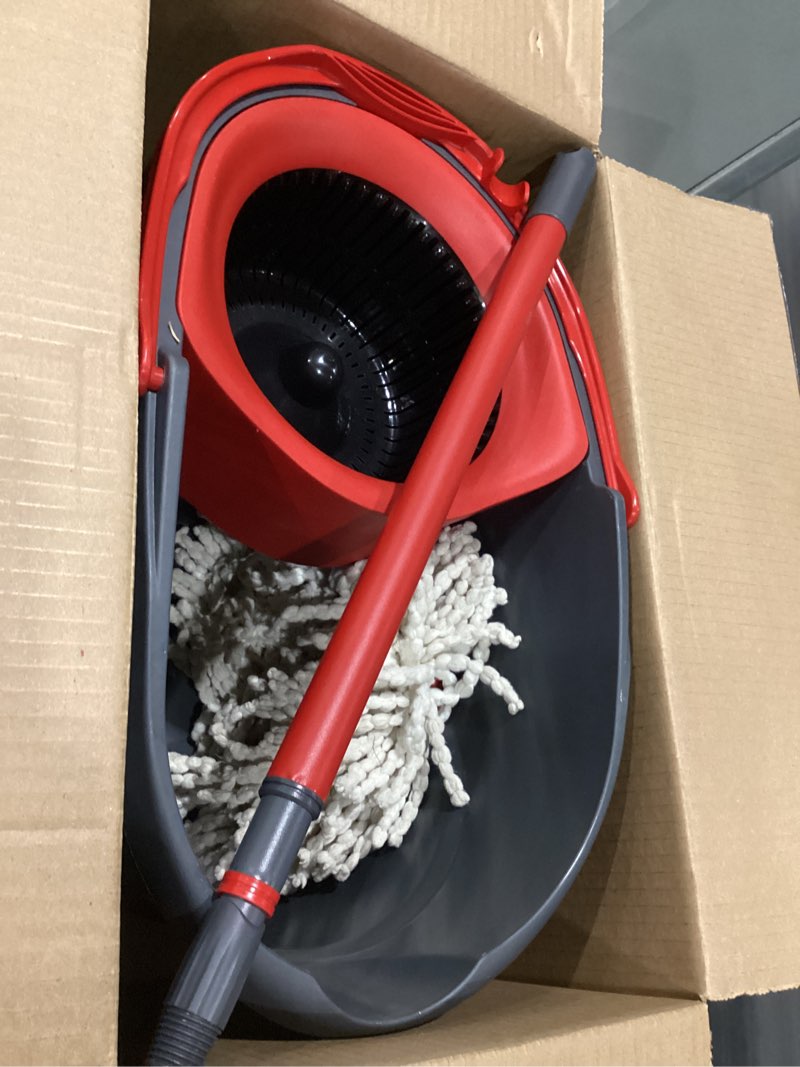 Condition photo showing Good Condition for used o-cedar easywring microfiber spin mop, bucket floor cleaning system, red, gray, standard easywring spin mop & bucket