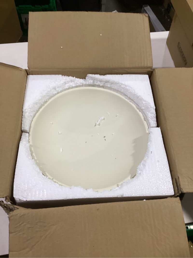 Condition photo showing As Is for kivy concrete fruit bowl for kitchen counter - large decorative bowl for home decor - modern fruit basket for entryway table - pedestal bowl - decorative bowls for home decor - white fruit bowl decor cream pedestal