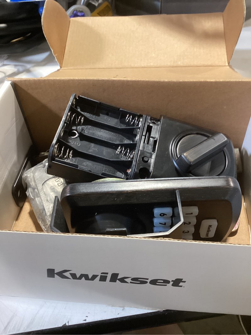 Condition photo showing As Is for kwikset smartcode venetian bronze zinc electronic deadbolt