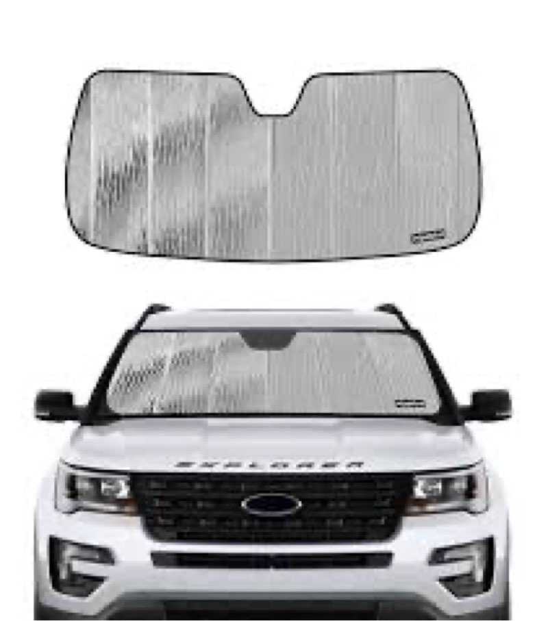 Pigenius Windshield Sun Shade for Ford Explorer 2016-2019. Full Coverage Rearview Mirror Shade for U