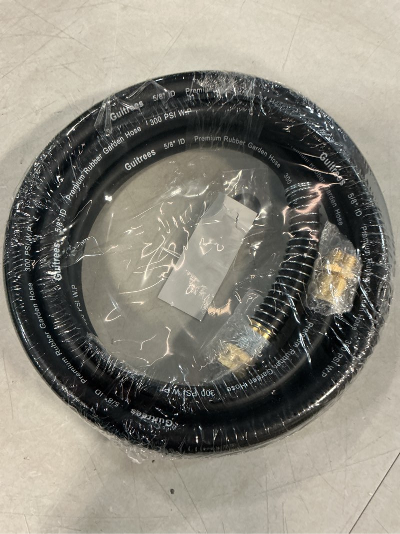 Condition photo showing Good Condition for guitrees leader garden hose 10ft x 5/8", heavy duty short water hose, male to female fittings, five layered braiding for durability, 1000psi burst, 300psi working (black) 5/8 10ft male to female black