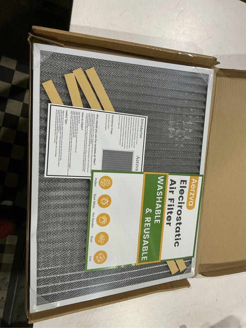 Condition photo showing As Is for 16x20x1 reusable air filter, washable, merv 8, permanent electrostatic air filter, lasts a lifetime, breathe safely at home or in the office 20" x 16" x 1"