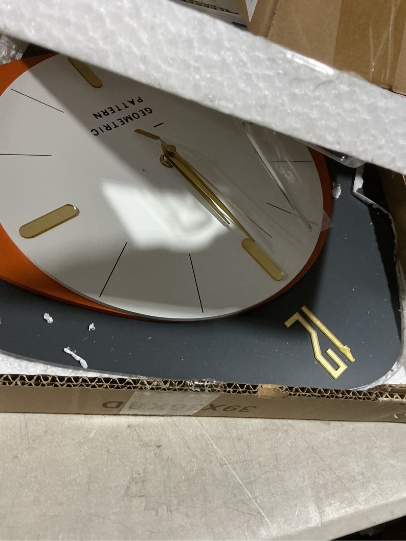 Condition photo showing Good Condition for FLEBLE Modern Large Wall Clocks for Living Room Decor Wood Silent Decoration Wall Clock Pendulum Battery Operated Non-Ticking for Kitchen Bedroom Office Home 16 inch Clock Wall Decor for Indoor House 16*24in