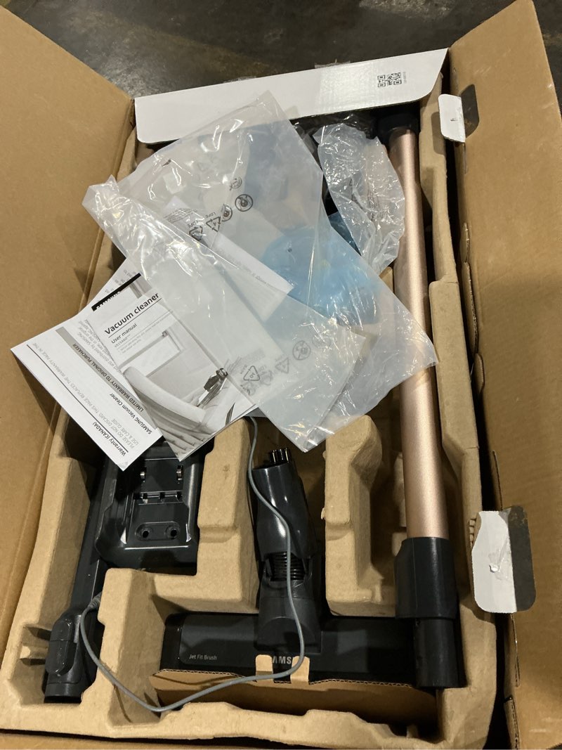 Condition photo showing As Is for Samsung Bespoke AI Jet Ultra Cordless Stick Vacuum with All-in-One Clean Station, 400AW Powerful Suction, Long Battery Life, Anti-Tangle Pet Tool, 2025, Satin Black, VS90F40DMK/AA