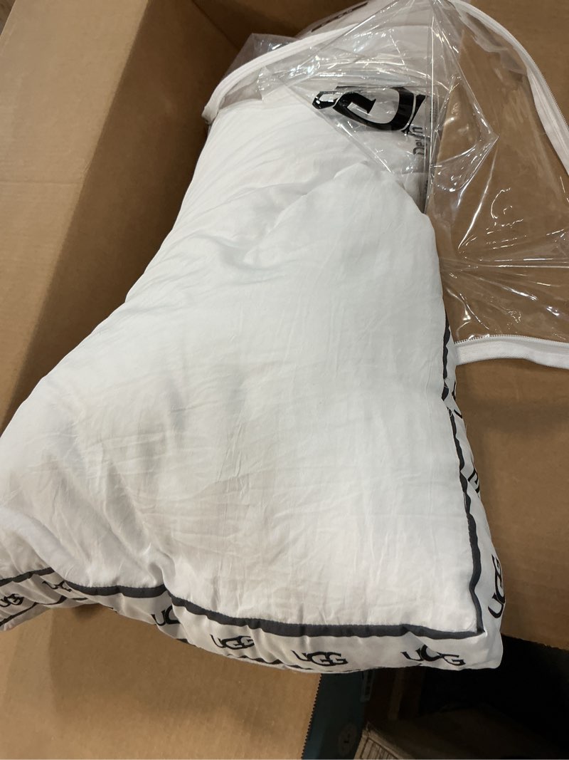 Condition photo showing Good Condition for UGG King Bed Pillow – Plush Down Alternative Pillow, Soft & Breathable Medium Firm Sleeping Pillows, Premium Luxury Home Decor Hypoallergenic Pillow for Bed, White, 20” x 36” (Devon)