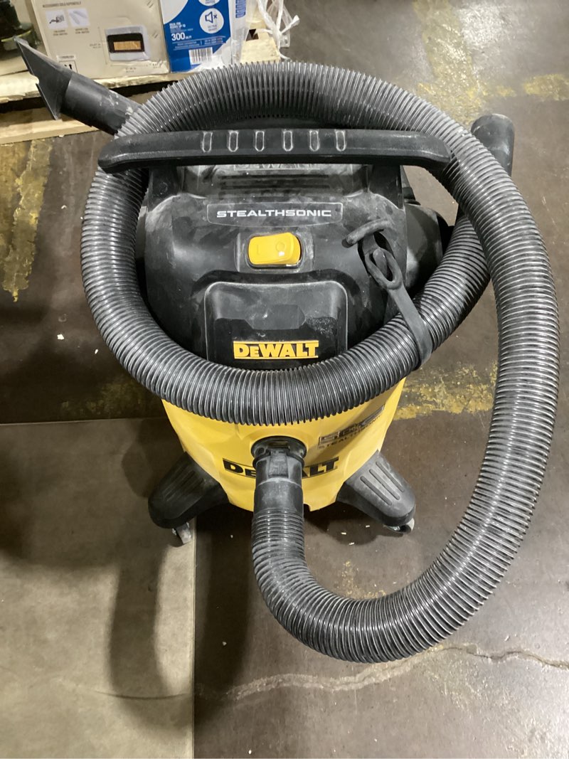 Condition photo showing As Is for DEWALT 6-Gallon STEALTHSONIC Ultra Quiet Poly Shop Vacuum Wet and Dry with 5 Peak HP Noise Reduction Wet/Dry Vac for Jobsite, Workshop, and Garage, DXV06P-QTB