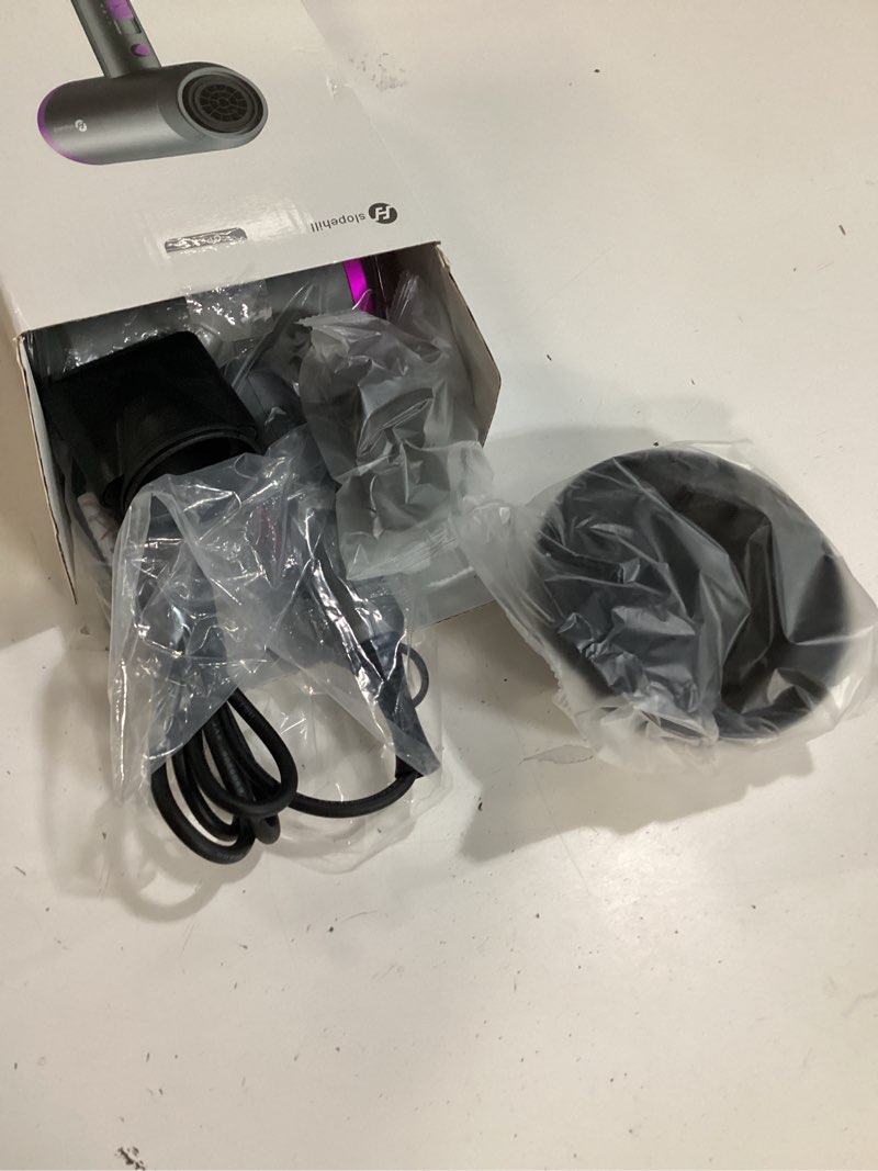 Condition photo showing New/Like New for slopehill professional ionic hair dryer, powerful 1800w fast drying low noise blow dryer with 2 concentrator nozzle 1 diffuser attachments for home salon travel grey