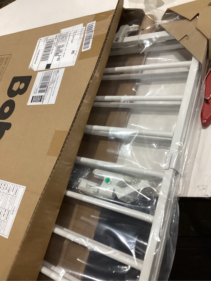 Condition photo showing New/Like New for babelio baby gate for stairs, kitchen & doorways, 26-43" w 28" h no bottom bar| easy installation| one-handed operation| auto-close| hardware mount (drill needed) safety dog/pet gate indoor (white)