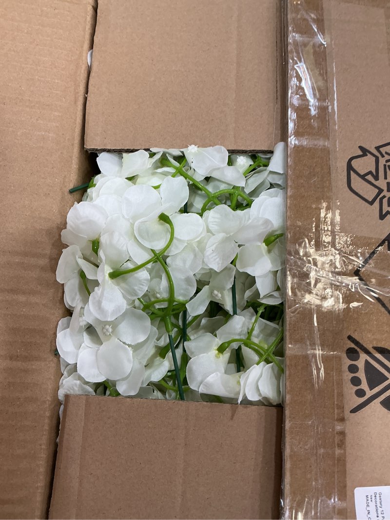 Condition photo showing As Is for geetery tall acrylic wedding flower stand centerpieces clear elegant vase column stand with artificial hydrangea flowers for wedding party table home decorations(12 pcs,20 inch) 12 20 inch