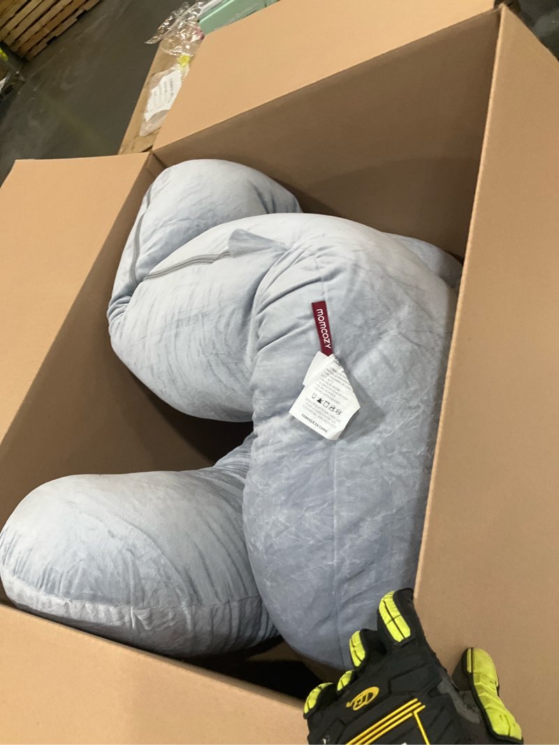 Condition photo showing As Is for grey maternity pillow