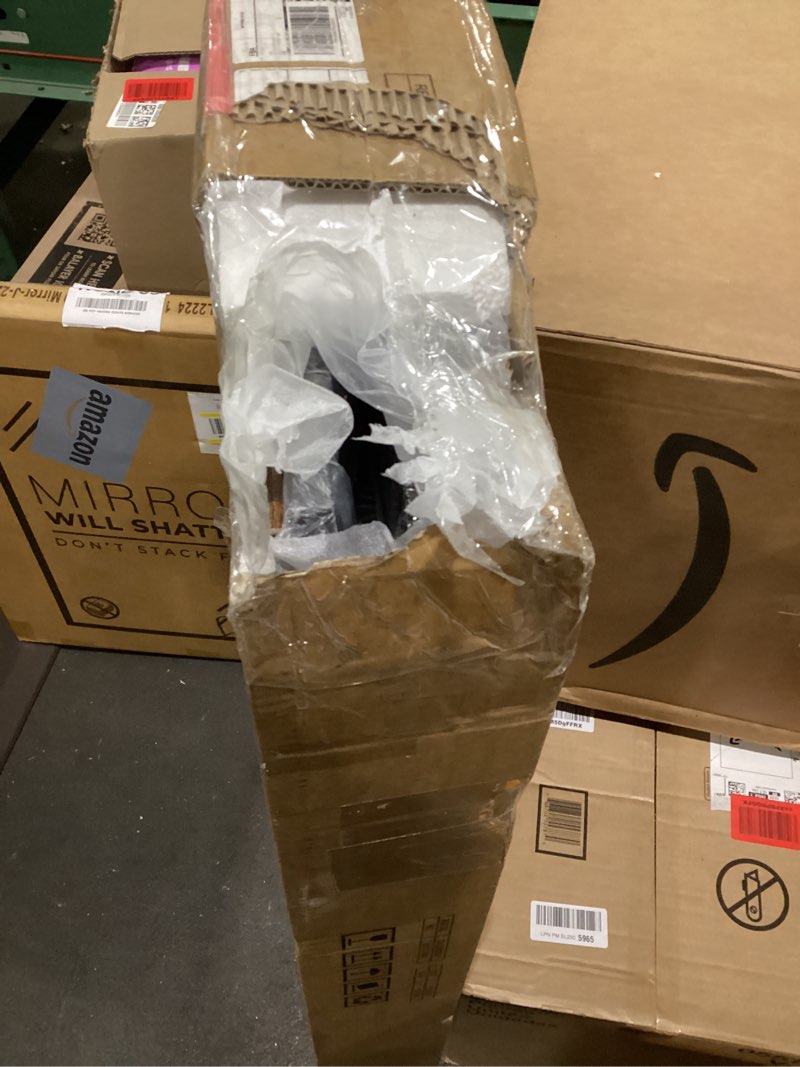 Condition photo showing Good Condition for Dresser with Hanging Rack, 8-Drawer Dresser for Bedroom with Charging Station & LED Lights, Kids Dressers with Shoe Rack, Rustic Brown, 11.8" D x 42" W x 42.7" H (8 Drawers) 11.8"D x 42"W x 42.7"H (8 Drawers) Rustic Brown