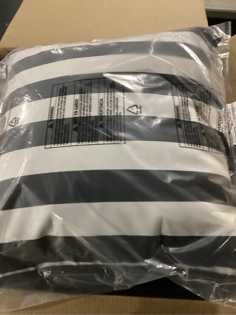 Condition photo showing New/Like New for arden outdoor deep seat cushion set  24 x 24  water repellant  fade resistant  deep seat bottom and back cushion for chair  sofa  and couch  black cabana stripe