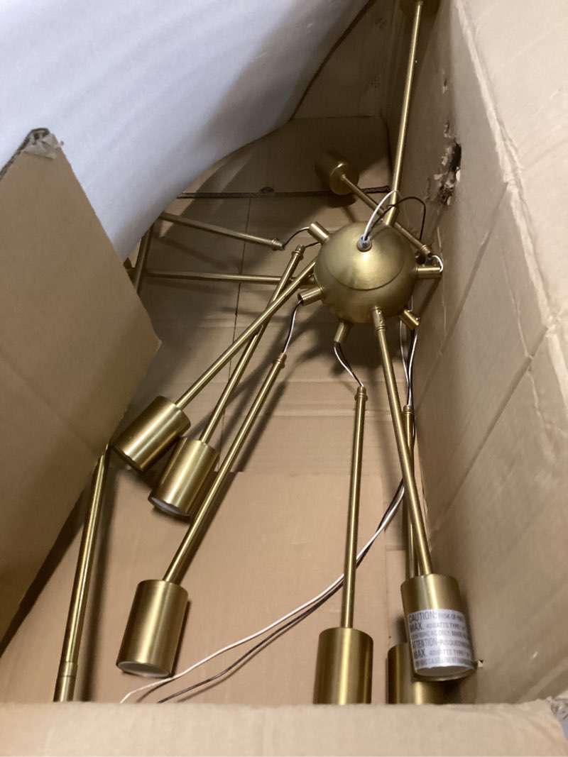 Condition photo showing As Is for 47 Inch Gold Wagon Wheel Chandelier, 2 Tier 36-Lights Farmhouse Dining Room Light Fixture, Round Rustic Kitchen Island Lighting, Extra Large Foyer Chandeliers for High Ceilings, for Staircase,Entryway