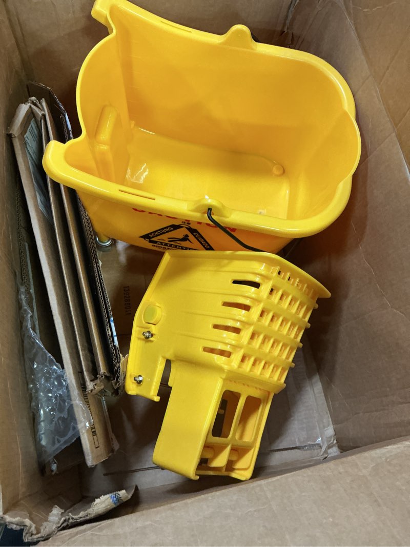 Condition photo showing Good Condition for Amazon Basics Side Press Wringer Combo Commercial Floor Cleaning Rectangular Mop Bucket on Wheels, 35-Quart, Yellow