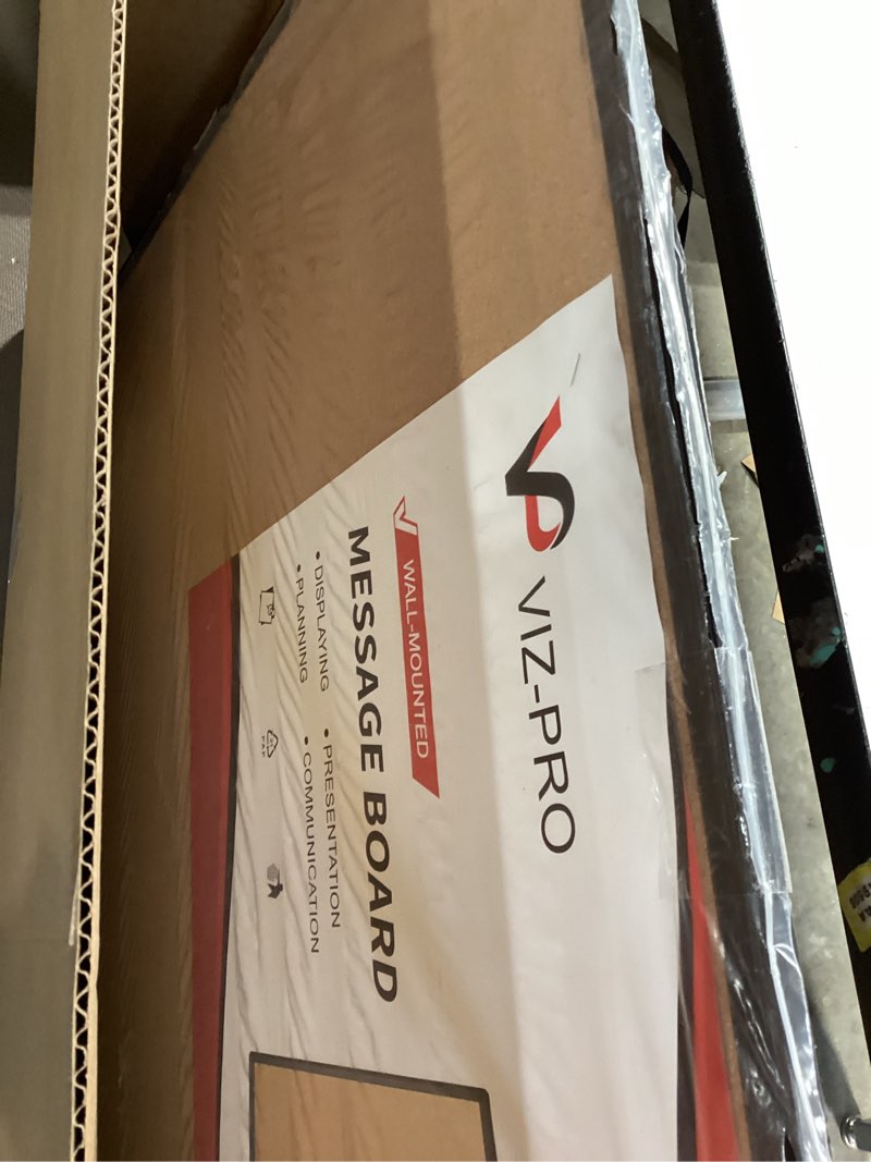 Condition photo showing Good Condition for viz-pro cork notice board, 48 x 36 inches, cork bulletin board with black aluminium frame