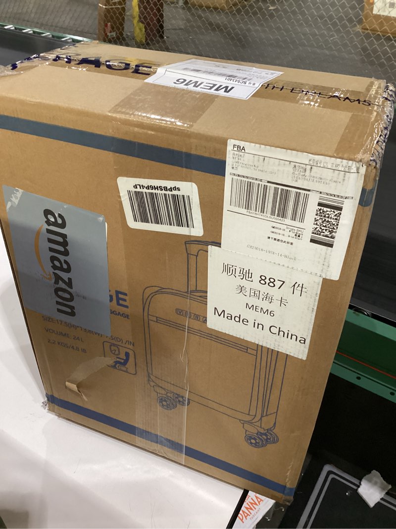 Condition photo showing New/Like New for Verage Underseat Carry On Luggage with Wheels, 14.5-Inch Spinner Small Suitcase, Softside Lightweight Travel Bag for Men and Women, Airplane Carry On Bag, Black Black Basic Underseat