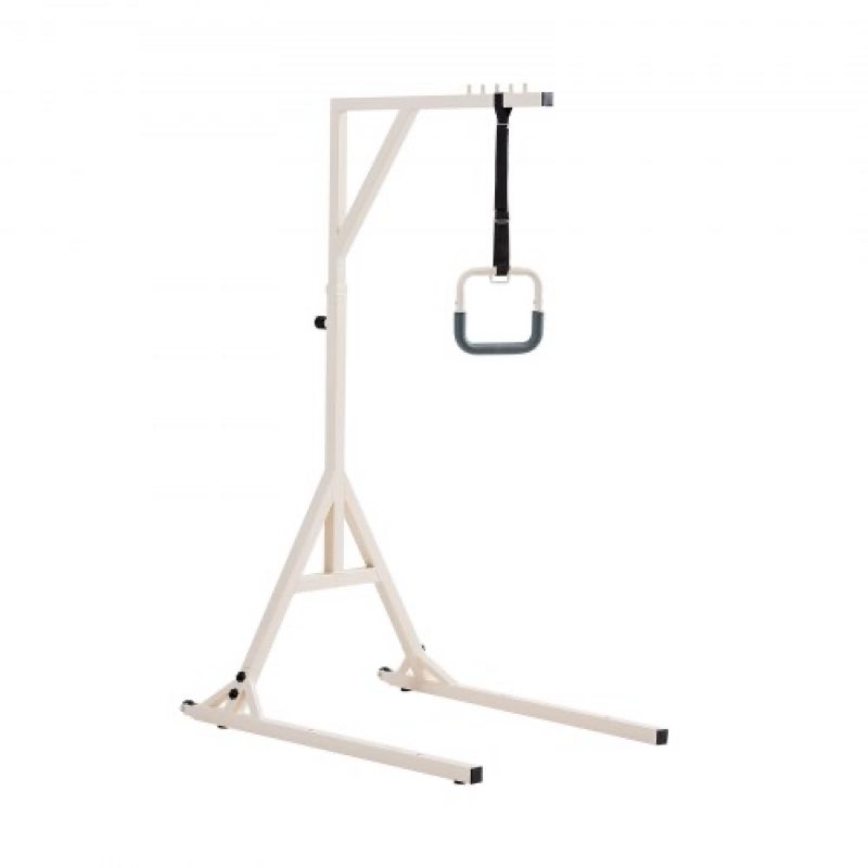 VEVOR Trapeze Bar for Bed Mobility, Height-Adjustable Bed Trapeze with 2 Casters, 350LBS Weight Capacity Heavy Duty Pull Up Trapeze Bar with Floor Stand for Elderly, Disabled, Bedridden Patients