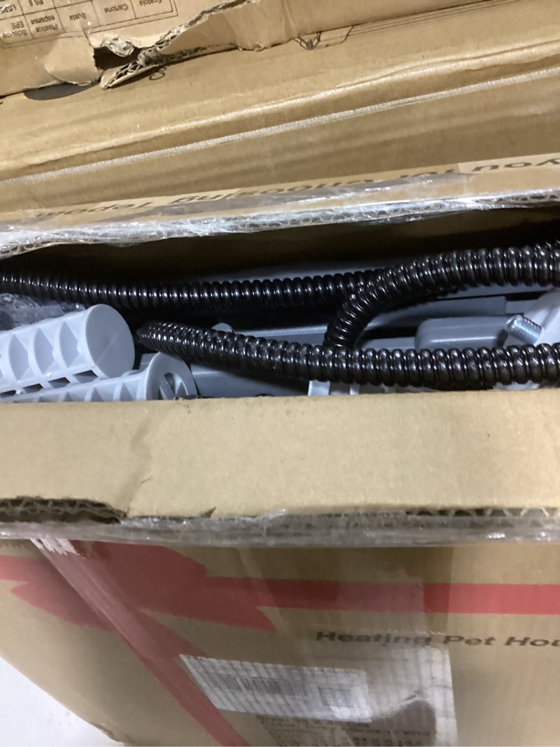 Condition photo showing New/Like New for Indestructible Heated Cat House for Outdoor Cats in Winter, 100% Waterproof & Weatherproof Heated Cat House for Outside, Fully Insulated Feral Cat Shelter for Outdoor Barn Strays, 17.7 x 17 x 17.5 in Grey - 17.7x17x17.5 In