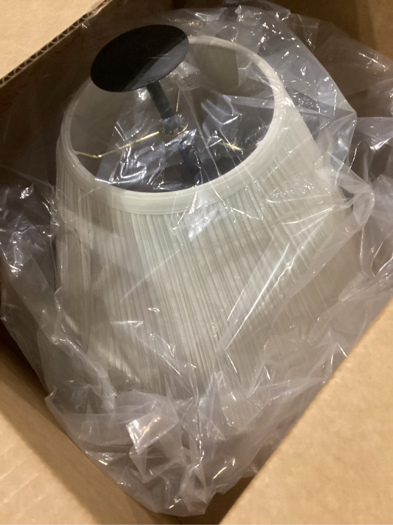 Condition photo showing Good Condition for aspen creative 33166, mushroom pleated traditional powder white spider lamp shade, 6-1/2" top x 15" bottom x 11" slant rice white
