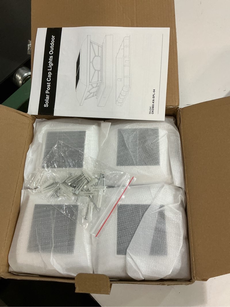Condition photo showing New/Like New for brightever 4x4 3.5x3.5 solar post cap lights, 8-pack outdoor solar powered fence post lights fit vinyl/wood posts, 2 modes(warm/cool light), solar waterproof deck post lights for garden, patio, white white 8 pack