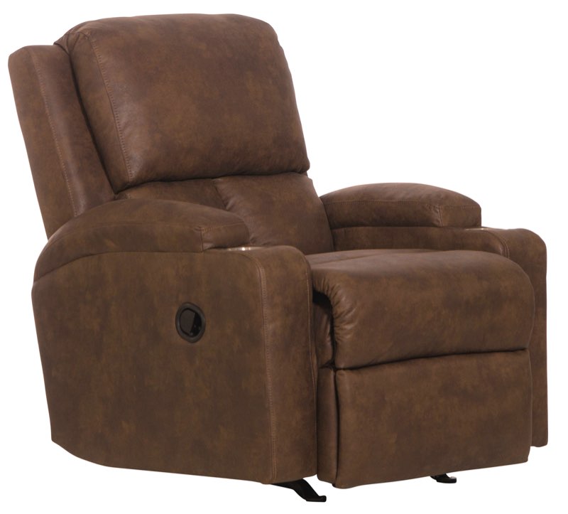 Hokku designs ericksen upholstered recliner with 2 stainless steel cupholders brown 