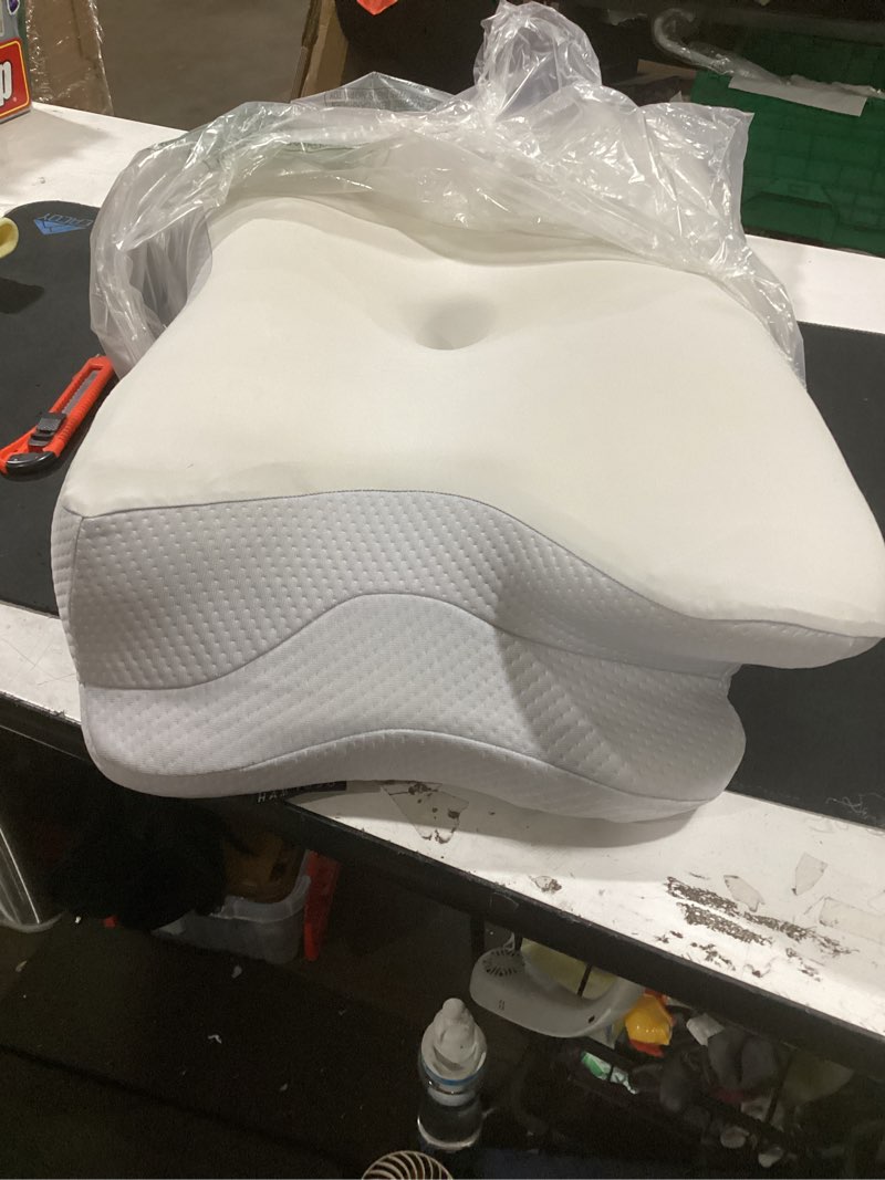 Condition photo showing As Is for (similar) donama cervical pillow for neck and shoulder,contour memory foam pillow,ergonomic neck support pillow for side back stomach sleepers with pillowcase grey queen size