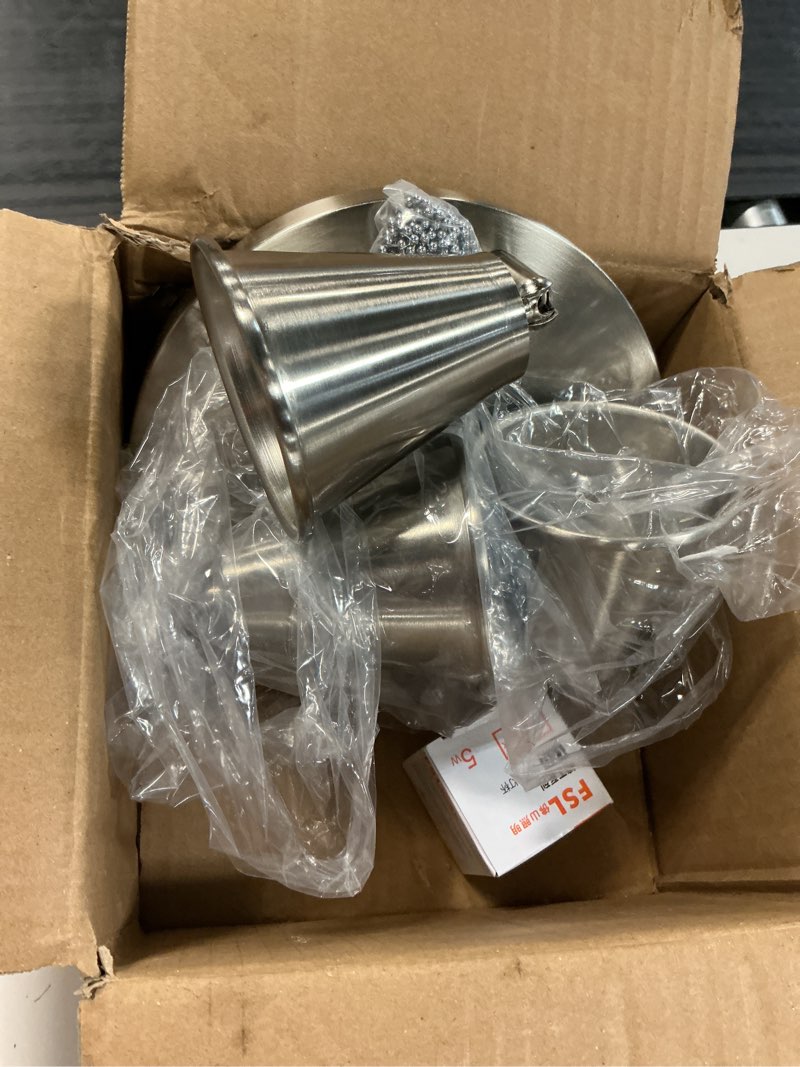 Condition photo showing Good Condition for 3-light industrial directional track lighting with pull chain on/off, adjustable round ceiling spotlight, morden nickel flush mount kitchen li 3-light (nickel round with pull chain)