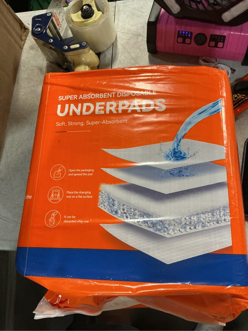 Condition photo showing New/Like New for 50 count 28" x 34" disposable puppy pads, super absorbent dog pee pads with anti-slip adhesive tabs, quick-dry, leak-proof, odor control training pads for dogs & pets, x-large 50 count 28"×34"