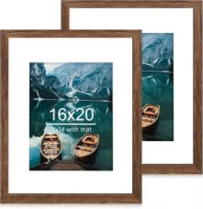hongkee 16x20 frames set of 2, rustic brown wood style - display 16 x 20 picture without mat or 11x1
