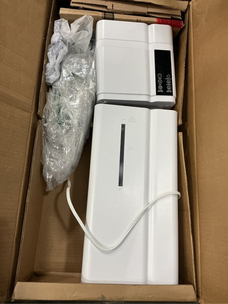 Condition photo showing As Is for 13l/3.4gal humidifiers for bedroom, ultrasonic warm & cool mist humidifier large room, covers 800ft², 72h runtime, 24h timer, 3 mist modes top fill quiet humidifiers for home, office, white