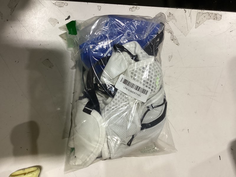 Condition photo showing Good Condition for running vest hydration backpack for men women, 5l lightweight running backpack hydration pack for marathon, trail, cycling, hiking, jogging white 5l running vest with two 500ml soft water bottles