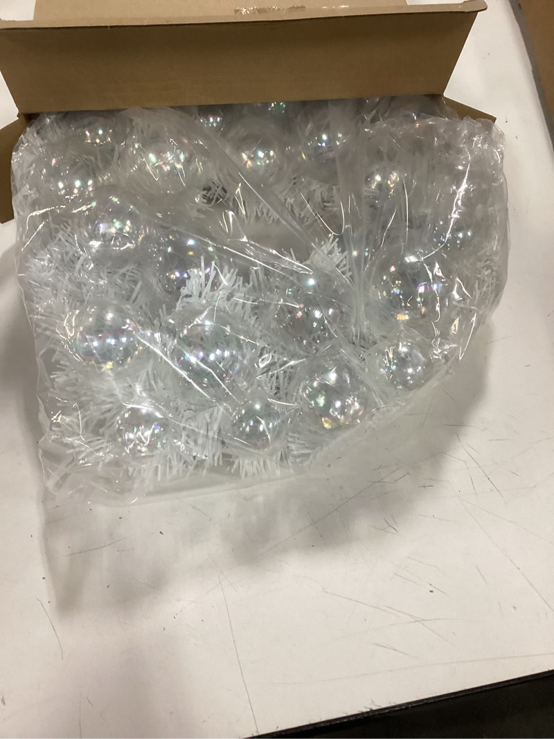 Condition photo showing Good Condition for 16 Inch Christmas Iridescent Ball Wreath for Front Door Christmas Ornament Garland Decoration Wreath Iridescent Xmas Door Decorative Hanging Ornaments for Holiday Window Party Decor