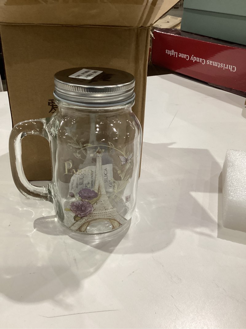 Topadorn 21oz Glass Mason Jar with Handle and Lid, Reusable Empty Drink Containers for Juicing, Towe