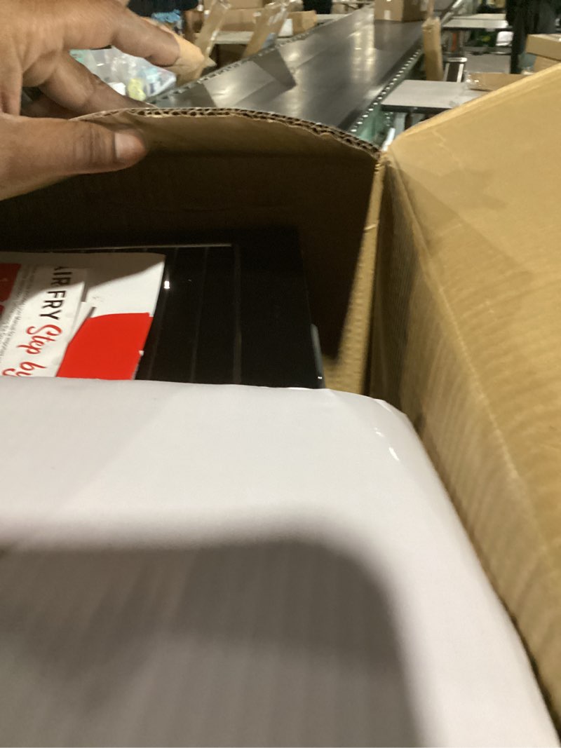 Condition photo showing New/Like New for gourmia french door air fryer – 25 qt large capacity convection oven, fryforce 360°, digital display with 17 cooking presets, bake, toast, roast, dehydrate, fits 12” pizza