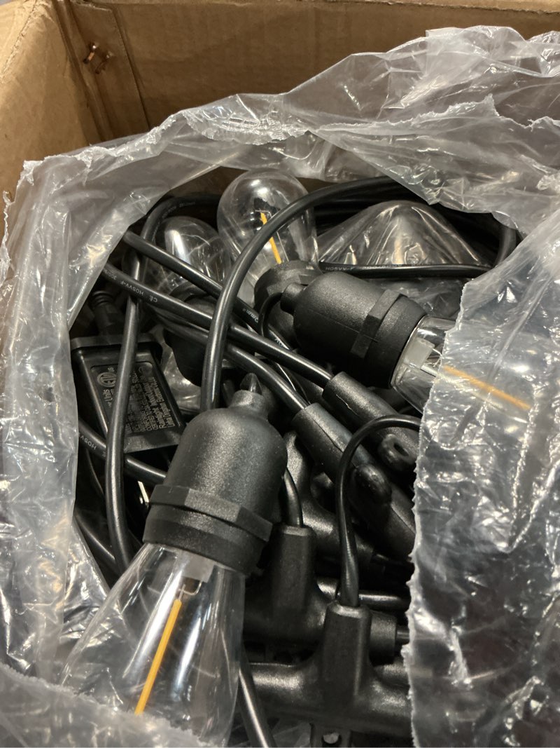 Condition photo showing Good Condition for outdoor safety string lights 100ft - commercial grade low voltage strand with 40 s14 shatterproof bulbs for tree garden yard bistro cafe | warm yellow 3500k party lights | ip65 waterproof | ul listed 100ft warm yellow