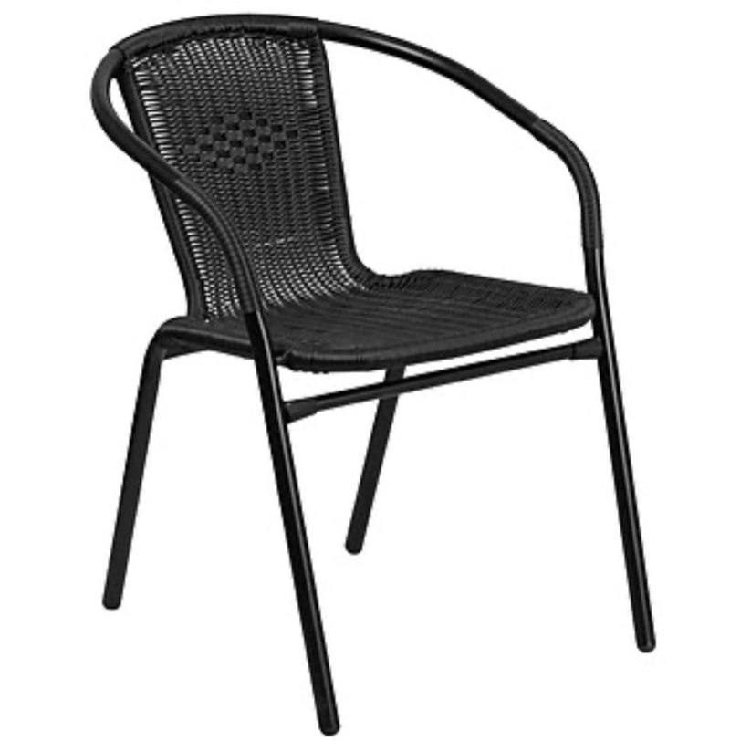 flash furniture rattan indoor-outdoor restaurant stack chair, black (set of 3 )