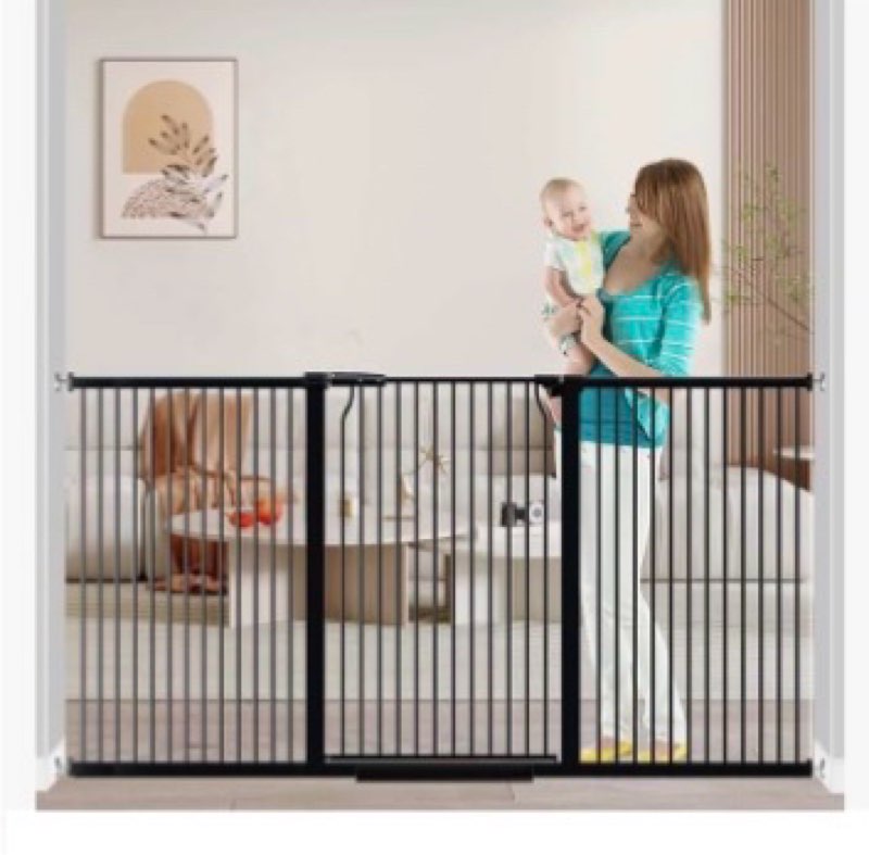 Fairy Baby 38" Extra Tall Baby Gate for Doorways, 76.4"-81.8" Extra Wide Long Dog Gate Indoor for Ho