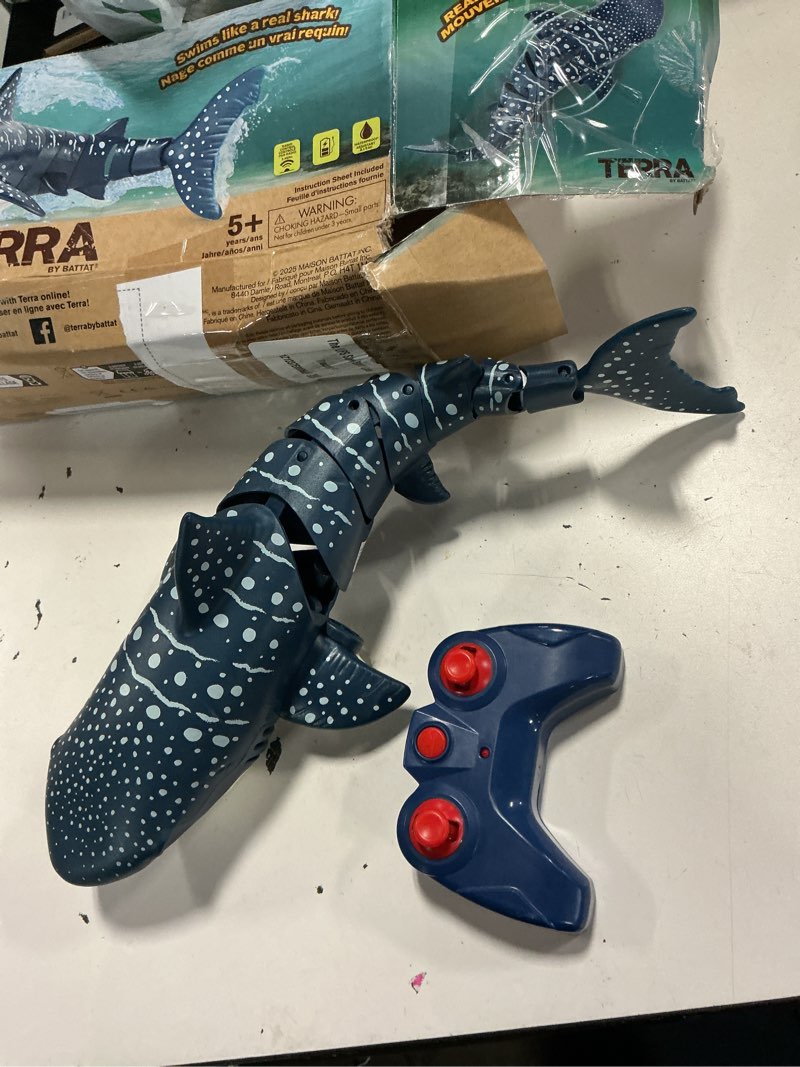 Condition photo showing As Is for terra by battat - remote control shark – realistic moving rc shark toy for water play & swimming pools – fun rc pool ocean lake toys for kids – battery-operated floating toy - 3 years + whale shark