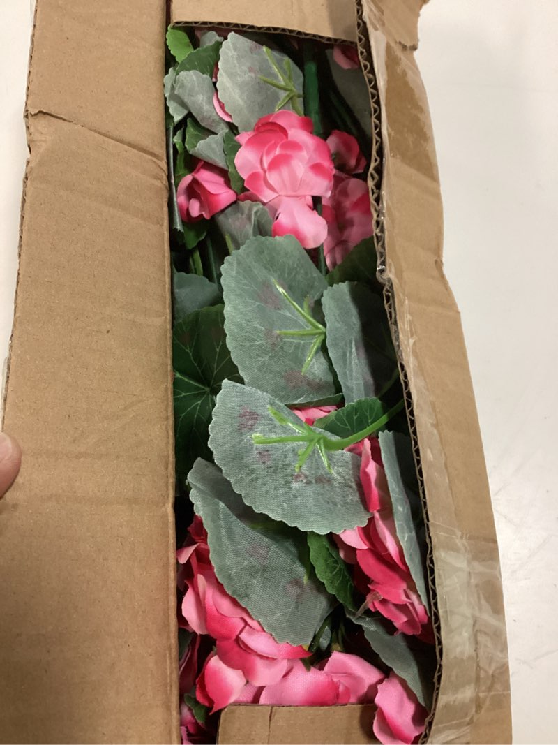 Condition photo showing New/Like New for artificial geranium fake flowers for outdoors decoration, silk geraniums pink flower uv resistant look real faux plants for outside planter front door garden porch patio balcony yard home pink