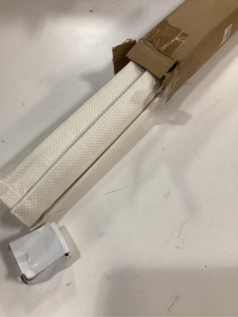 Condition photo showing Good Condition for Madison Park Galen Cordless Roman Shade, 34\"W x 64\"H, Sheen Ivory – Room Darkening, Thermal Insulated, Energy Efficient Window Blind with Subtle Sheen Basketweave Fabric for Privacy Room Darkening Basketweave Sheen Ivory 34\"W x 64\"H