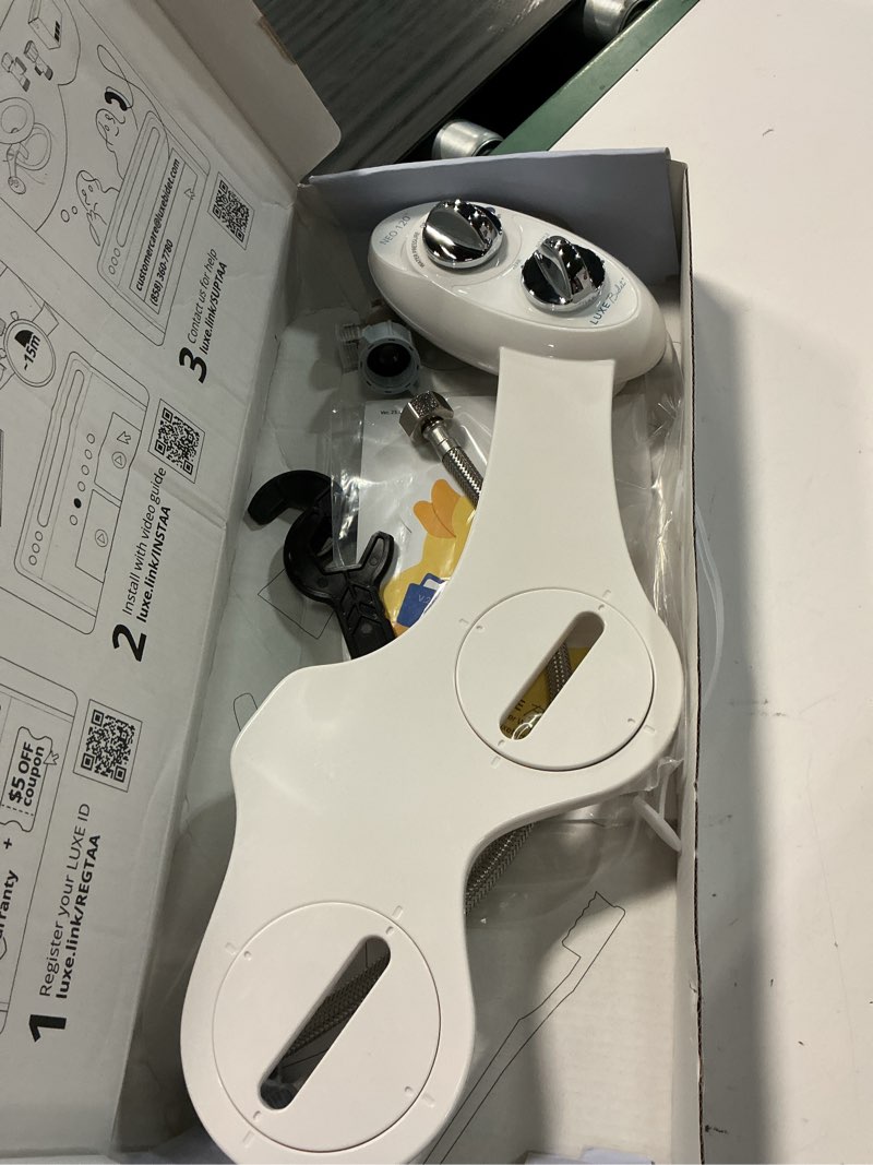 Condition photo showing As Is for luxe bidet neo 120 - single nozzle, self-cleaning, non-electric bidet attachment for toilet seat, adjustable water pressure, rear wash (white)