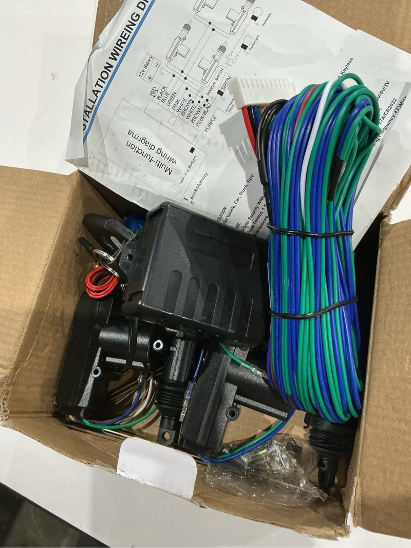Condition photo showing As Is for (missing pieces)universal 4pcs car power door lock actuator kit with 2 remote controls 12v keyless entry system for central locking conversion - black